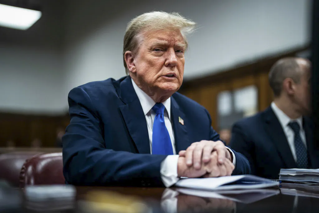 Former President Donald Trump in the Manhattan Criminal Court in New York City on April 18, 2024. (Jabin Botsford-Pool/Getty Images)