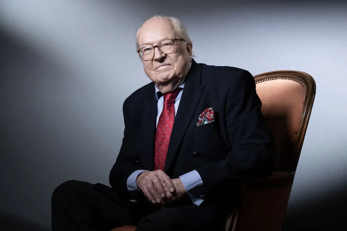 Founder of France's Front National (FN) party, Jean-Marie Le Pen, poses during a photo session at his home in Saint-Cloud, France, on Jan. 14, 2021. (Joel Saget/AFP via Getty Images)