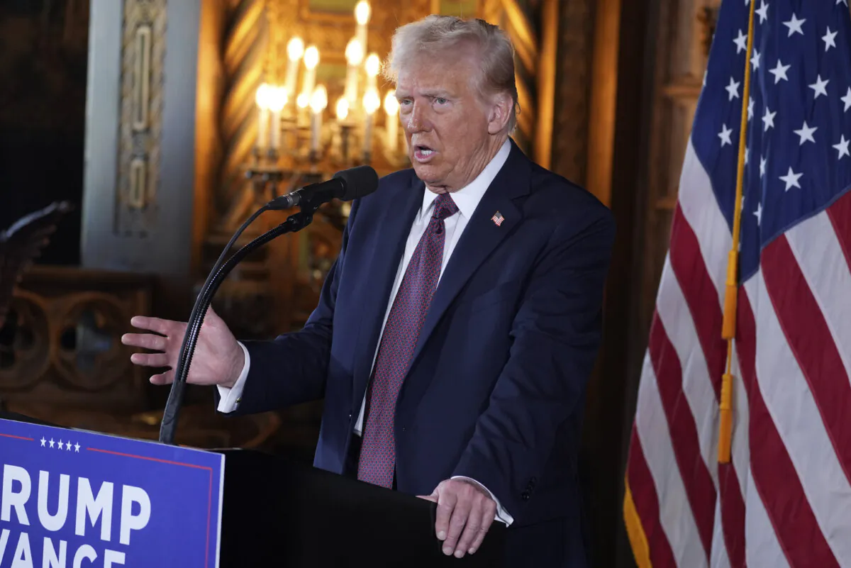 President-elect Donald Trump speaks during a news conference at Mar-a-Lago in Palm Beach, Fla., on Jan. 7, 2025. (The Associated Press/Evan Vucci)