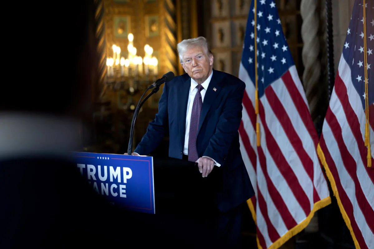 President-elect Donald Trump speaks to members of the media during a press conference at the Mar-a-Lago Club in Palm Beach, Fla., on Jan. 7, 2025. (Scott Olson/Getty Images)