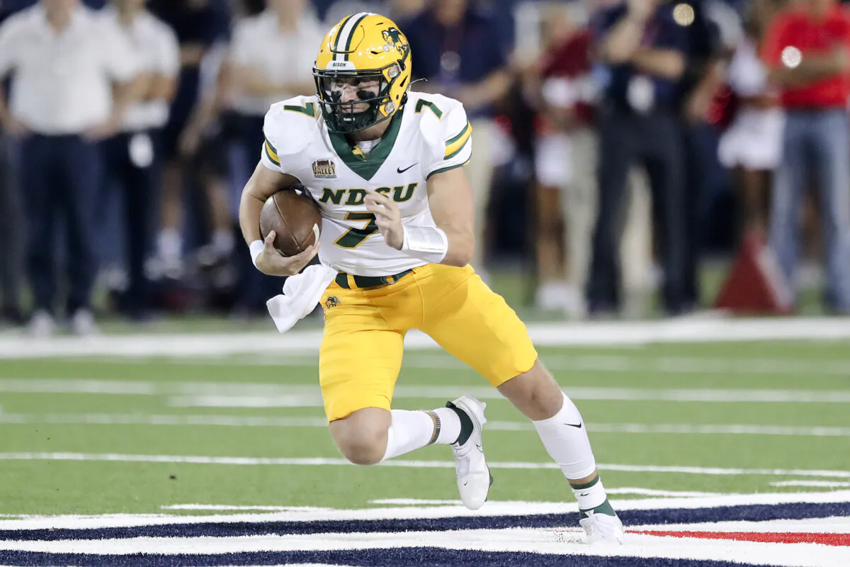 Quarterback Cam Miller of the North Dakota State Bison runs the ball during the first half of the NCAA football game against the Arizona Wildcats at Arizona Stadium in Tucson, Ariz., on Sept. 17, 2022. (Rebecca Noble/Getty Images)
