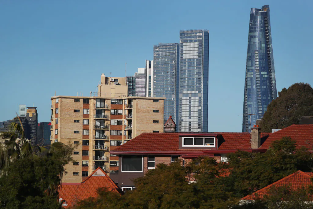 A general view of housing in the suburb of North Sydney facing towards the central business district (CBD) in Sydney, Australia, on June 28, 2024. (Lisa Maree Williams/Getty Images)