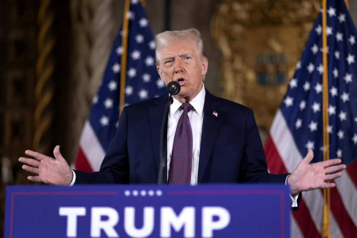 President-elect Donald Trump speaks to members of the media during a press conference at the Mar-a-Lago Club in Palm Beach, Fla., on Jan. 7, 2025. (Scott Olson/Getty Images)