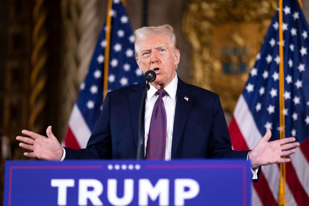 President-elect Donald Trump speaks to members of the media during a press conference at the Mar-a-Lago Club in Palm Beach, Fla., on Jan. 7, 2025. (Scott Olson/Getty Images)