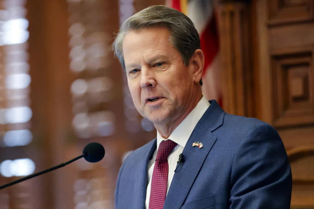 Georgia Gov. Brian Kemp delivers the State of the State address on the House floor of the state Capitol in Atlanta on Jan. 25, 2023. (Alex Slitz/AP Photo)