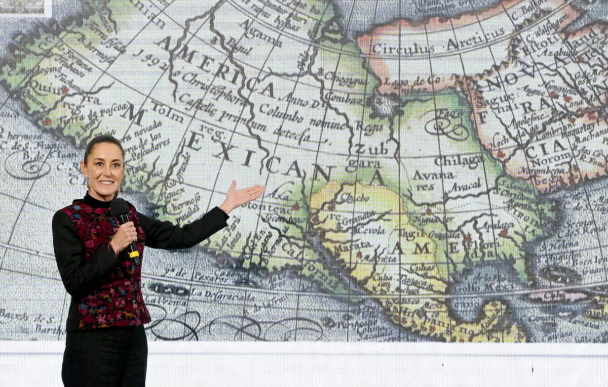 Mexico's President Claudia Sheinbaum speaks at a press conference in Mexico City, Mexico, on Jan. 8, 2025. (Alfredo Estrella/AFP/Getty Images)