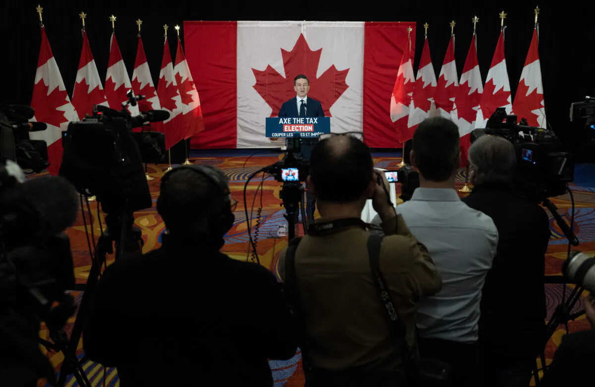 Conservative leader Pierre Poilievre speaks with reporters during a news conference, on Jan. 9, 2025 in Ottawa. (The Canadian Press/Adrian Wyld) 