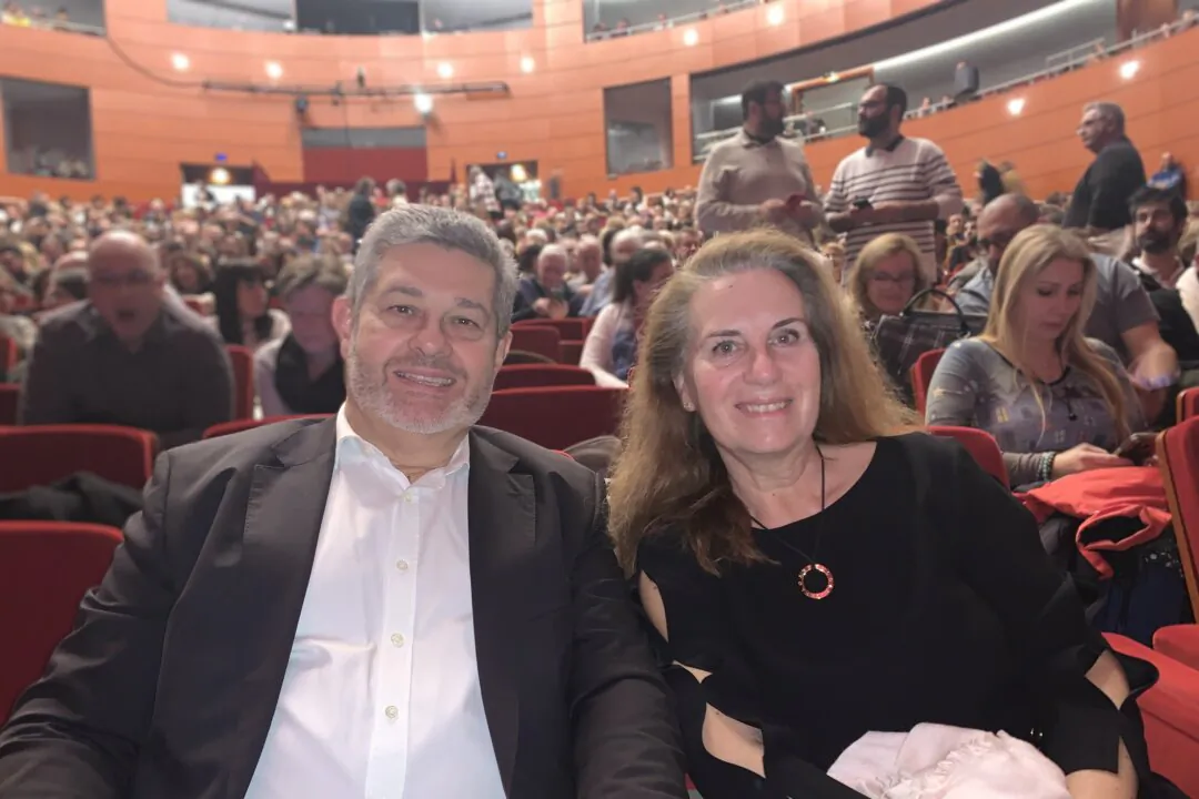Marie-Ange and Christian Cacioppi at the Shen Yun Performing Arts performance at Grand Theatre de Provence on Jan. 4, 2025. (Sheng Ming/The Epoch Times)