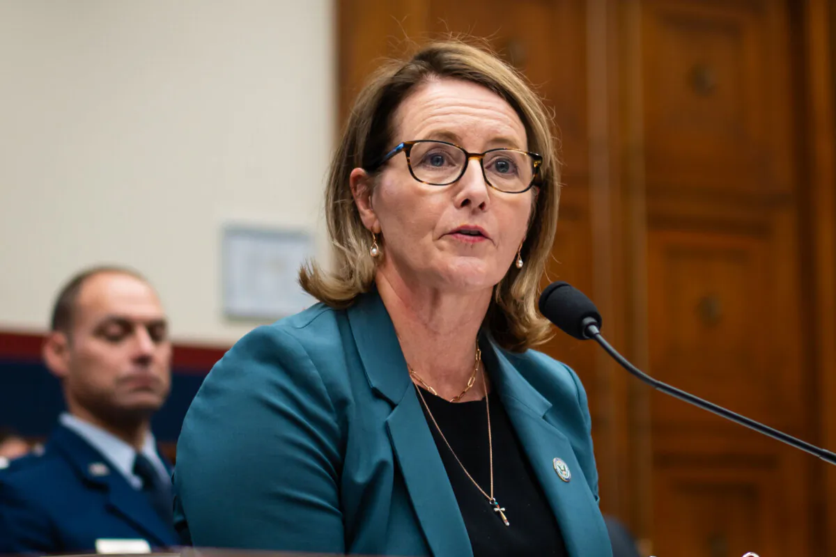 The U.S. Federal Emergency Management Agency (FEMA) administrator, Deanne Criswell, testifies before the Committee on Transportation and Infrastructure on Capitol Hill in Washington on Nov. 19, 2024. (Madalina Vasiliu/The Epoch Times)