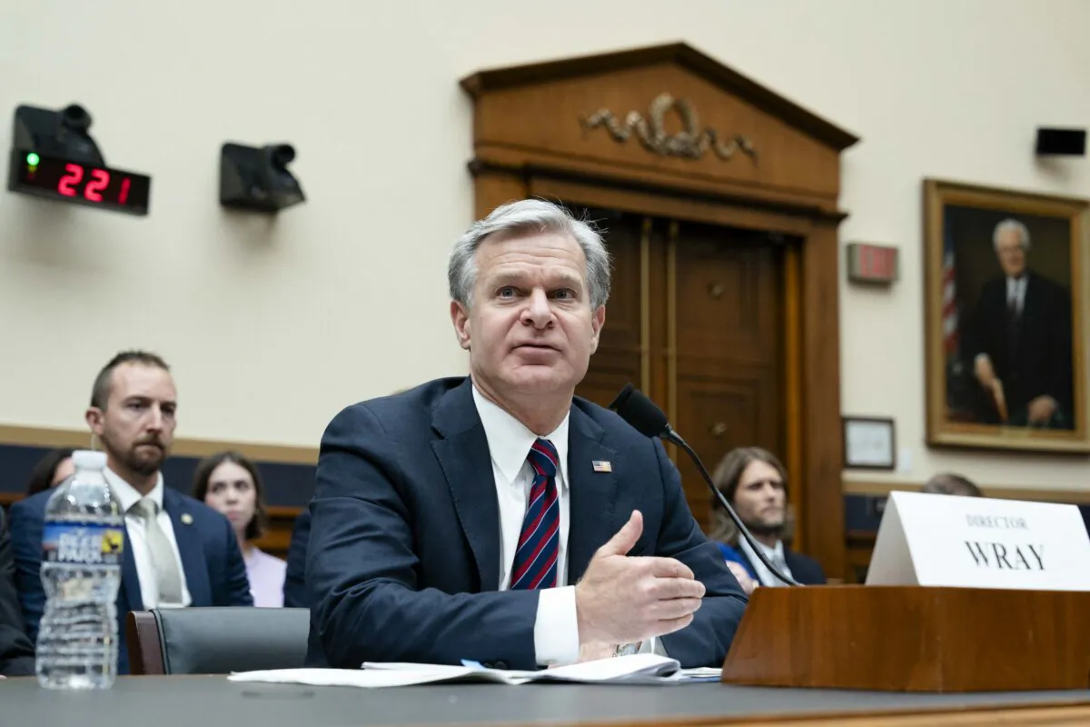 FBI Director Christopher Wray appears before the House Judiciary Committee on Capitol Hill, on July 24, 2024. (Chris Kleponis/AFP via Getty Images)