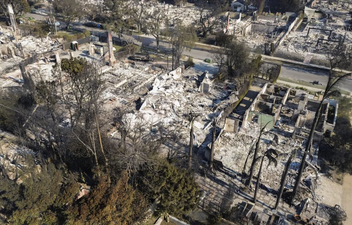 Destruction caused by the Palisades Fire near Los Angeles on Jan. 9, 2025. (John Fredricks/The Epoch Times)