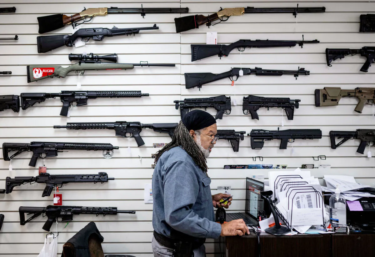Guns in a store in Maryland in an undated file photograph. (Andrew Caballero-Reynolds/AFP via Getty Images)