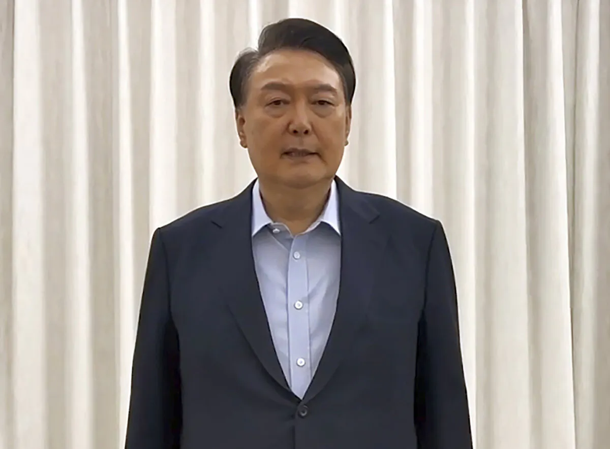 Impeached South Korean President Yoon Suk Yeol speaks in Seoul, South Korea, on Jan. 15, 2025. (South Korean Presidential Office/Yonhap via AP)
