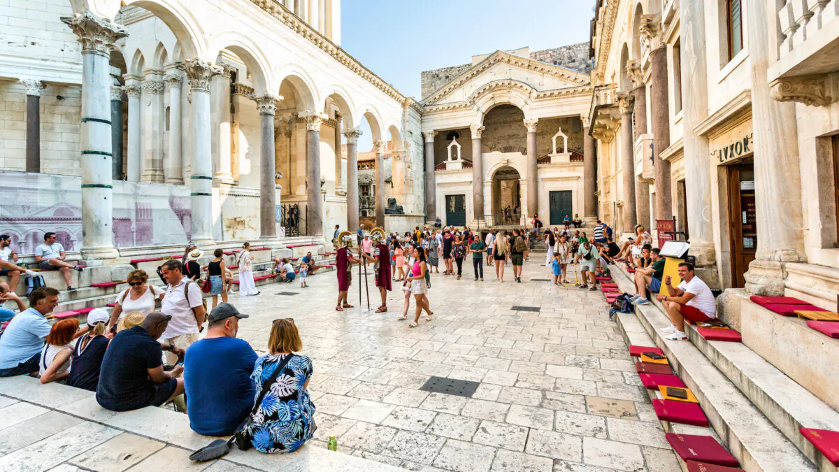 The main square in Split, Croatia, was once the vestibule of Diocletian's grand Roman palace. (Addie Mannan, Rick Steves' Europe)