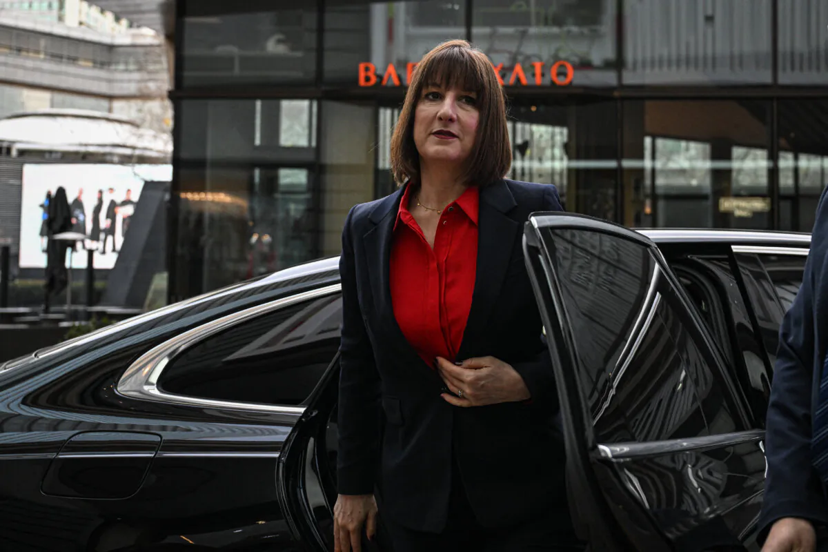 Britain's Chancellor of the Exchequer Rachel Reeves arrives for a visit to a Brompton flagship store in Beijing on Jan. 11, 2025. (Jade Gao/POOL/AFP via Getty Images)