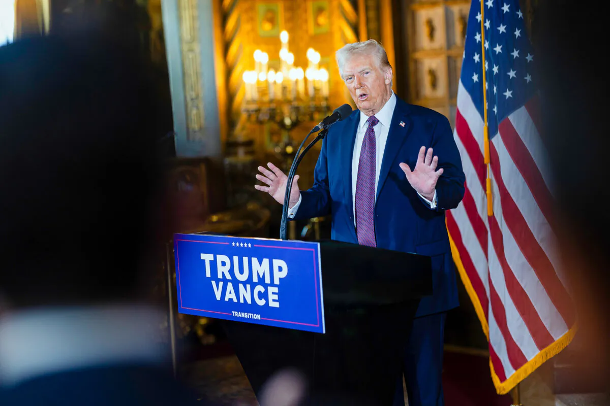 President-elect Donald Trump speaks to members of the media during a press conference at the Mar-a-Lago Club in Palm Beach, Fla., on Jan. 7, 2025. (Scott Olson/Getty Images)