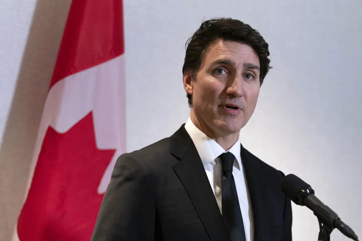 Prime Minister Justin Trudeau speaks to the media in Washington, D.C., on Jan. 9, 2025. (The Associated Press/Jose Luis Magana)