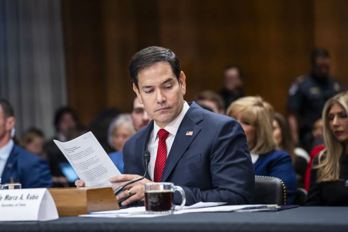 Nominee for secretary of state Marco Rubio testifies before the Foreign Relations Committee on Capitol Hill on Jan. 15, 2025. (Madalina Vasiliu/The Epoch Times)