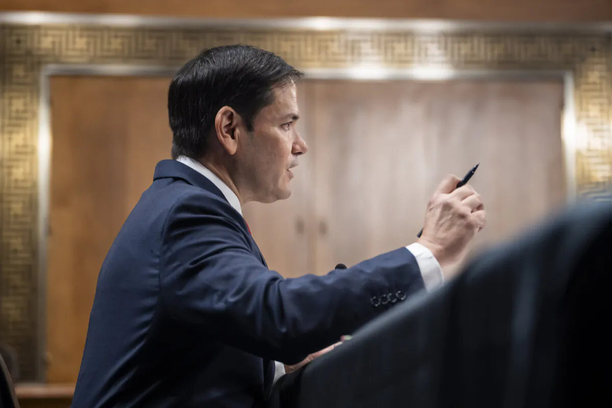 Marco Rubio testifies before the Foreign Relations Committee on Capitol Hill in Washington on Jan. 15, 2025. (Madalina Vasiliu/The Epoch Times)