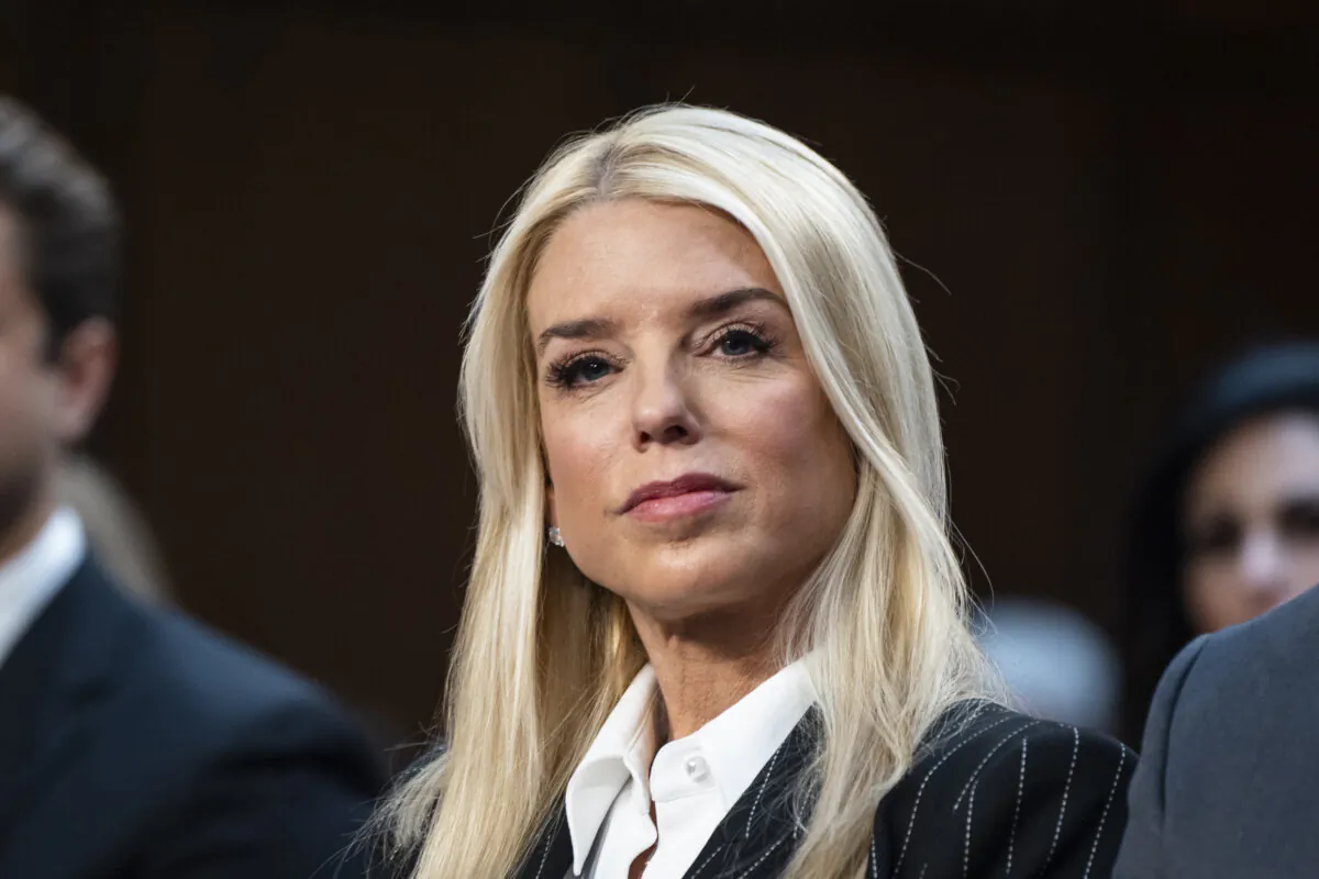 Attorney General Pam Bondi testifies before the Senate Committee on Judiciary on Capitol Hill on Jan. 15, 2025. (Madalina Vasiliu/The Epoch Times)