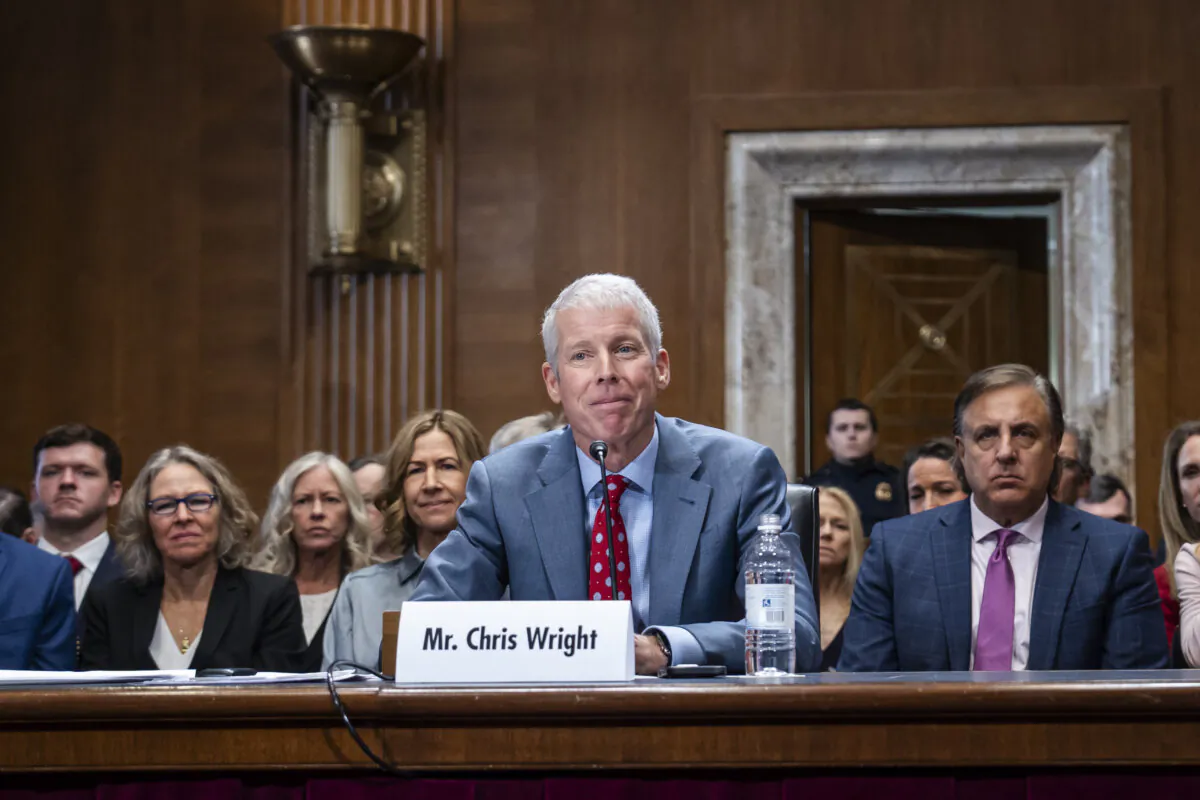 President-elect Donald Trump's nominee for secretary of energy, Chris Wright, testifies before the Senate Committee on Energy and Natural Resources on Capitol Hill in Washington on Jan. 15, 2025. (Madalina Vasiliu/The Epoch Times)
