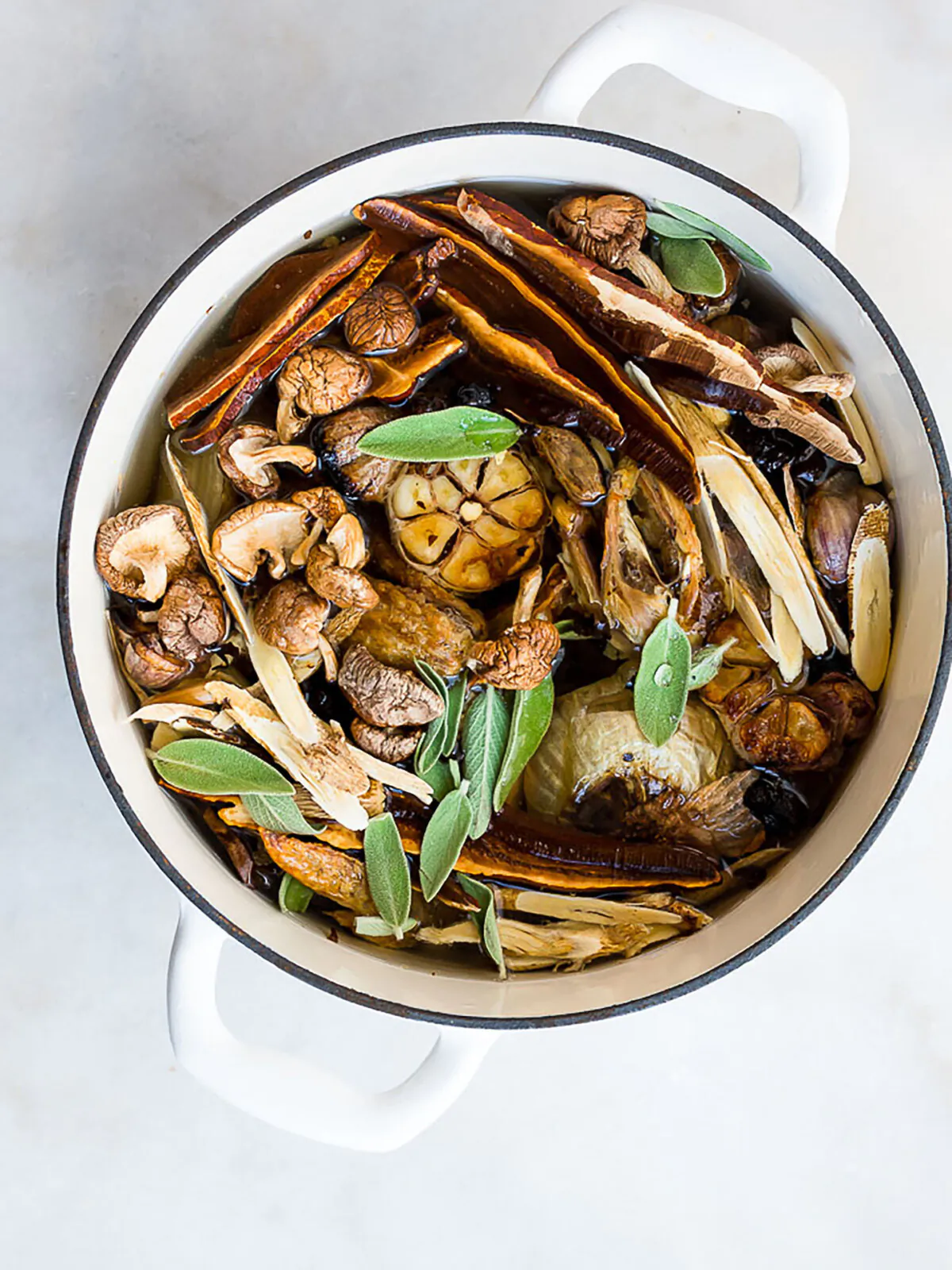 This chicken bone broth includes medicinal mushrooms for an extra health boost. (Jennifer McGruther)
