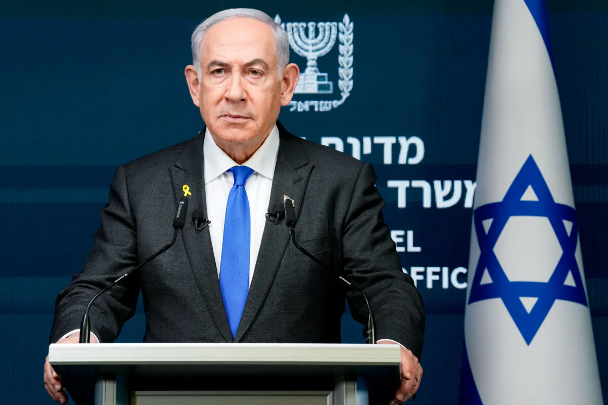 Israeli Prime Minister Benjamin Netanyahu speaks during a news conference in Jerusalem, on Sep. 2, 2024. (Ohad Zwigenberg/Pool/AFP via Getty Images)