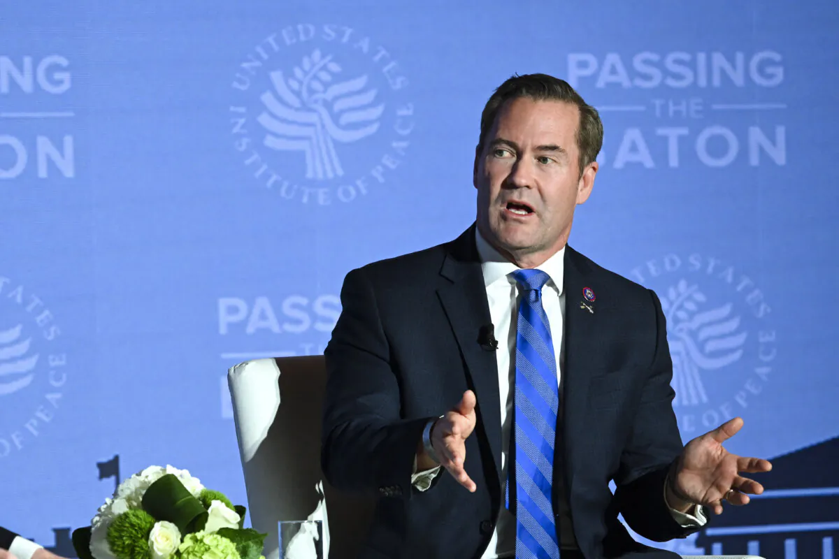Incoming national security adviser Mike Waltz speaks during an event entitled "Passing the Baton: Strategies for Success" at the US Institute of Peace in Washington on Jan. 14, 2025. (Andrew Caballero-Reynolds/AFP via Getty Images)