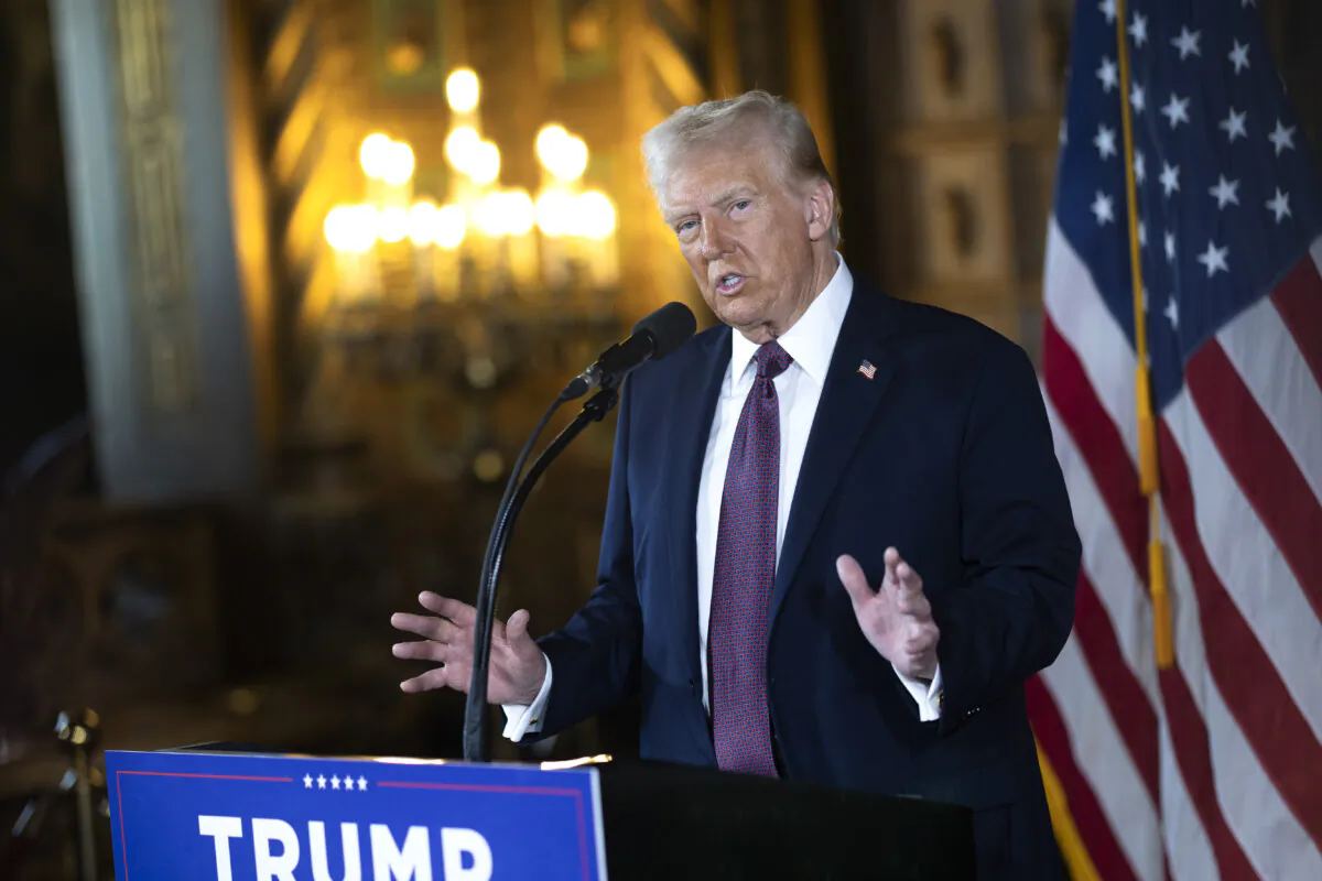 President-elect Donald Trump speaks to members of the media during a press conference at the Mar-a-Lago Club in Palm Beach, Fla., on Jan. 07, 2025. (Scott Olson/Getty Images)