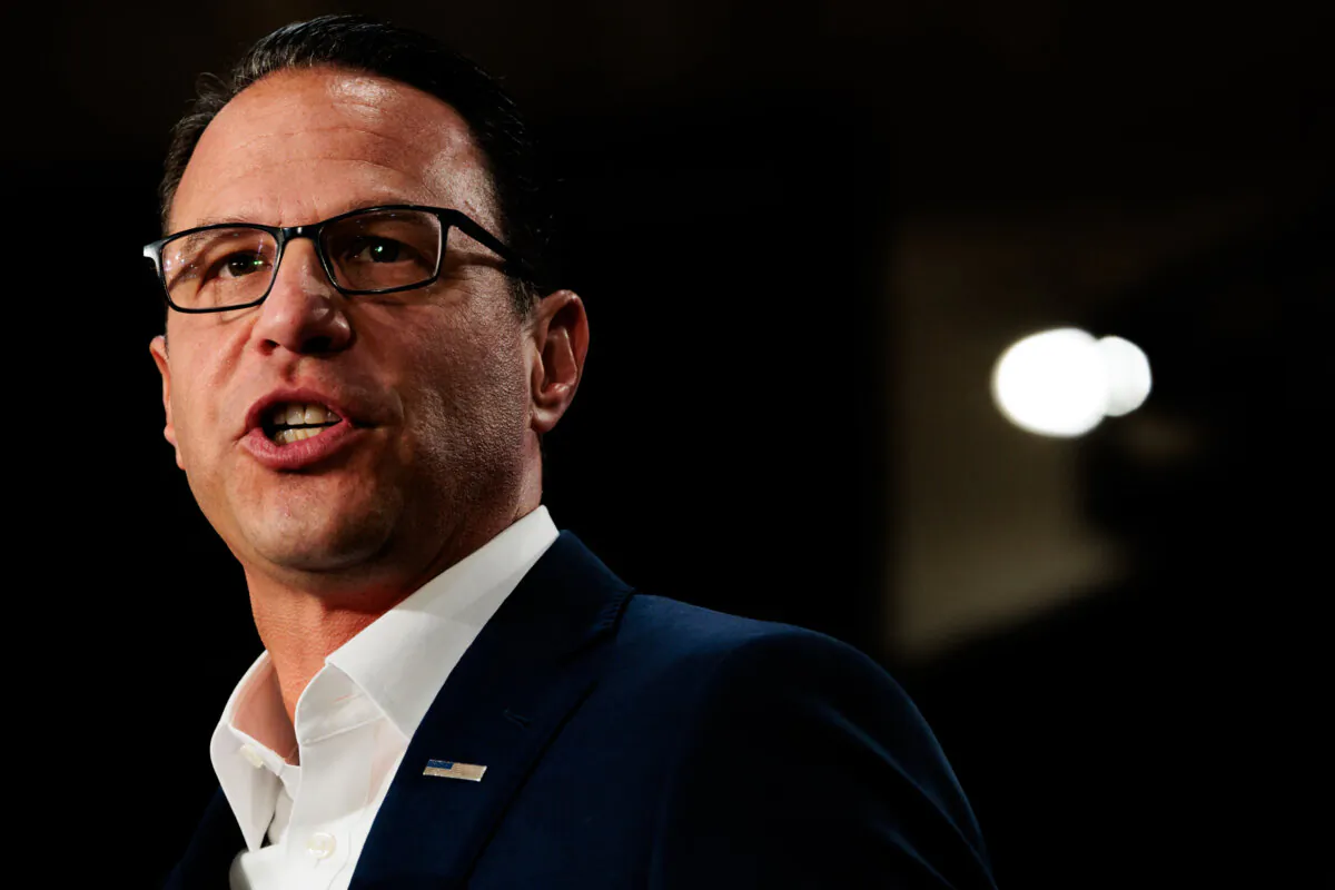 Pennsylvania Gov. Josh Shapiro speaks at a campaign rally for Vice President Kamala Harris in Ambler, Pa., on July 29, 2024. (Hannah Beier/Getty Images)