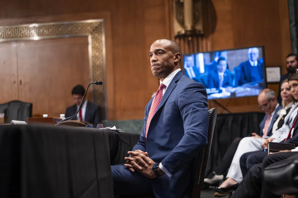 Scott Turner, President-elect Donald Trump's nominee for Secretary of the U.S. Department of Housing and Urban Development, testifies before the Senate Committee on Banking, Housing, and Urban Affairs on Capitol Hill in Washington on Jan. 16, 2025. (Madalina Vasiliu/The Epoch Times)