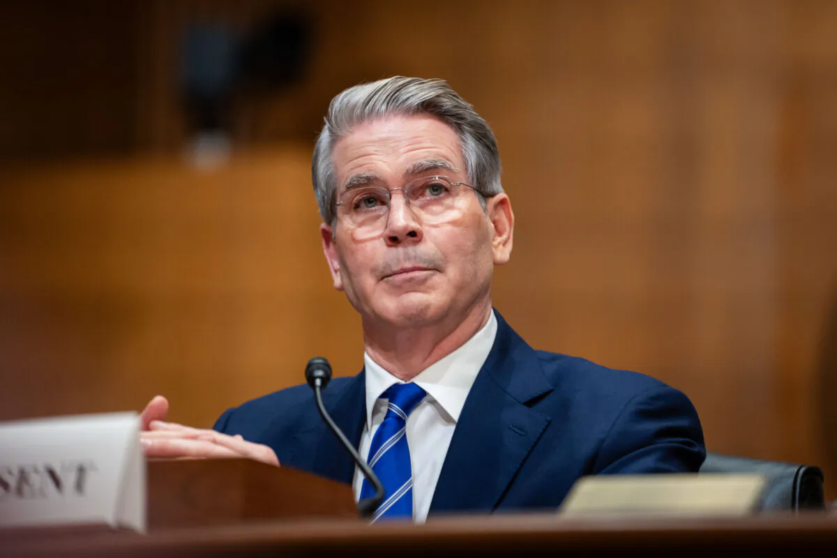 President-elect Donald Trump's nominee for Treasury Secretary, Scott Bessent, testifies before the Senate Committee on Finance on Capitol Hill in Washington on Jan. 16, 2025. (Madalina Vasiliu/The Epoch Times)