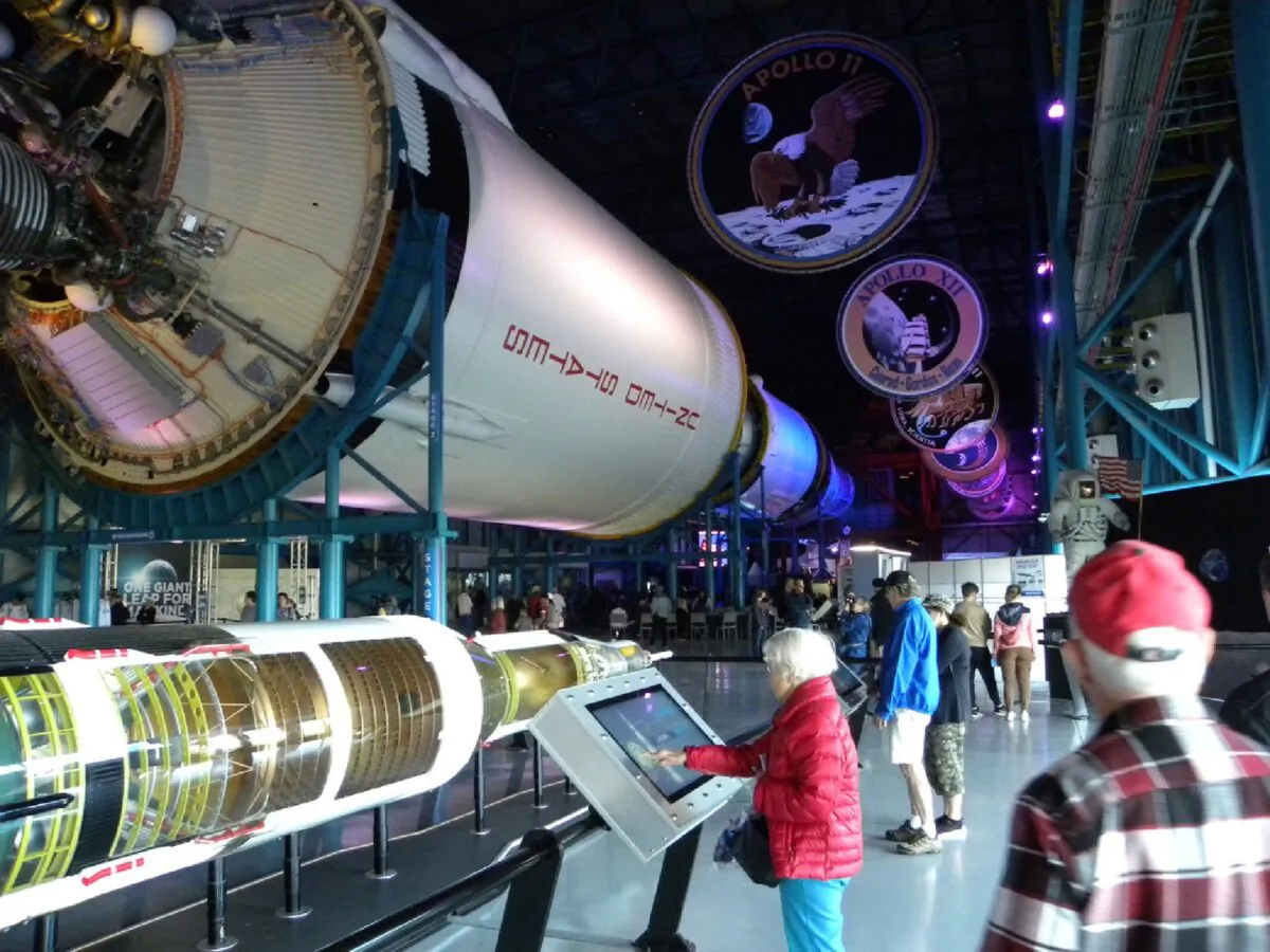Interactive displays help visitors to the Kennedy Space Center in Merritt Island, Florida, learn about space travel. (Bill Neely)