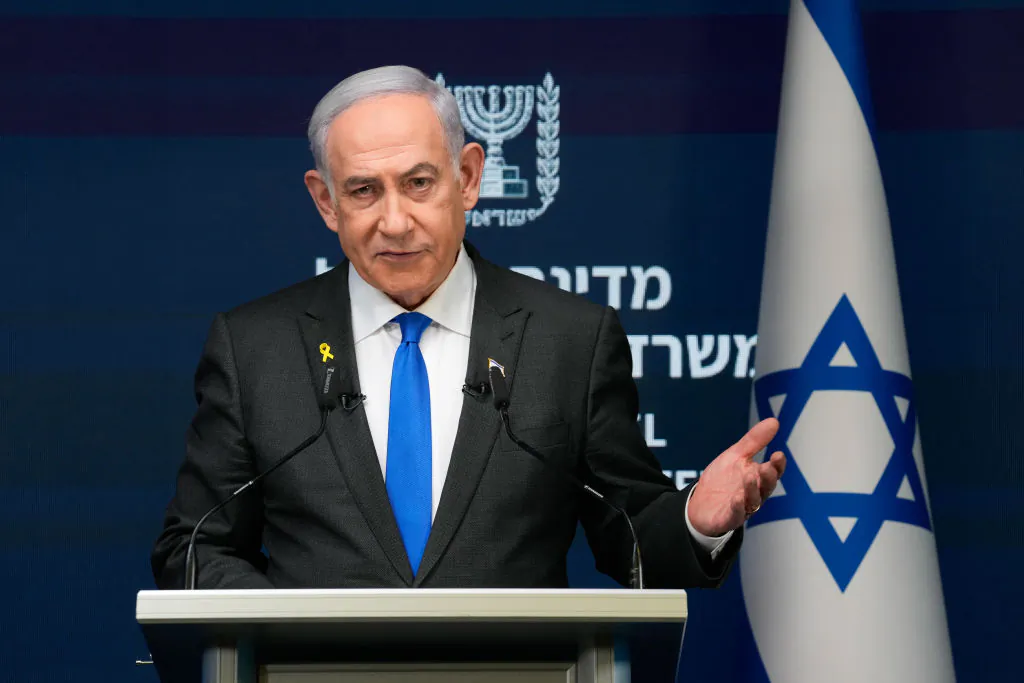 Israeli Prime Minister Benjamin Netanyahu speaks during a news conference in Jerusalem, on Sept. 2, 2024. (Ohad Zwigenberg/POOL/AFP via Getty Images)