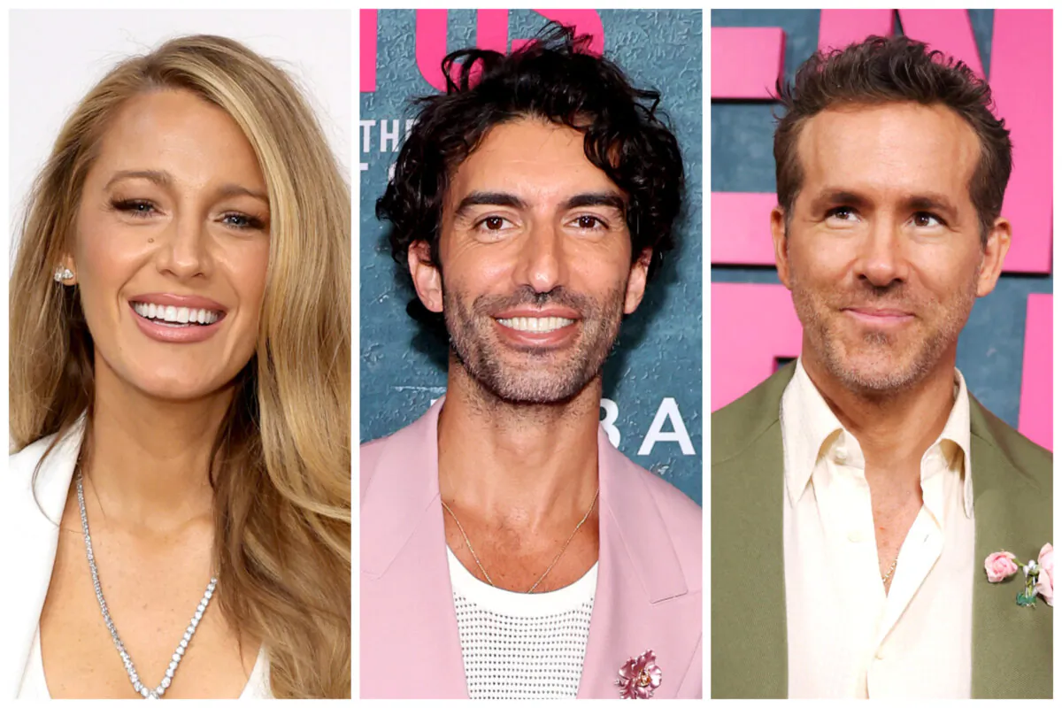 (Left) Blake Lively attends the 2024 CFDA Awards at American Museum of Natural History in New York on Oct. 28, 2024. (Center) Justin Baldoni attends the "It Ends With Us" New York Premiere at AMC Lincoln Square Theater in New York on Aug. 6, 2024. (Right) Ryan Reynolds arrives for "It Ends With Us" World Premiere at AMC Lincoln Square in New York on Aug. 6, 2024. (Dimitrios Kambouris, Cindy Ord/Getty Images; Charly Triballeau/AFP via Getty Images)