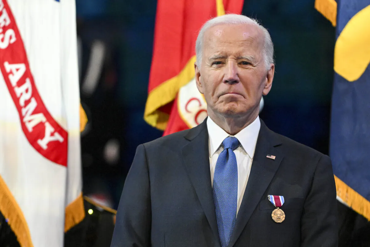 Then-President Joe Biden attends a Department of Defense Commander in Chief Farewell Ceremony at Joint Base Myer-Henderson Hall in Arlington, Va., on Jan. 16, 2025. (Roberto Schmidt/AFP via Getty Images)