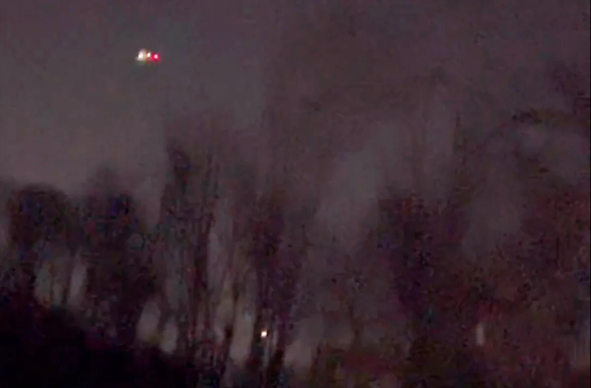 A still from a video showing several drones that appear to be flying over Randolph, N.J., on Dec. 4, 2024. (MartyA45_ /TMX via AP)