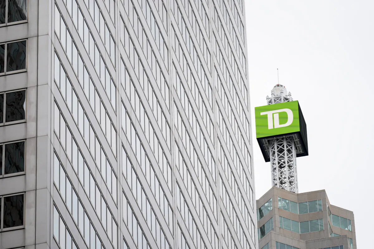 TD Bank signage is pictured in the financial district in Toronto, on Sept. 8, 2023. (The Canadian Press/Andrew Lahodynskyj)