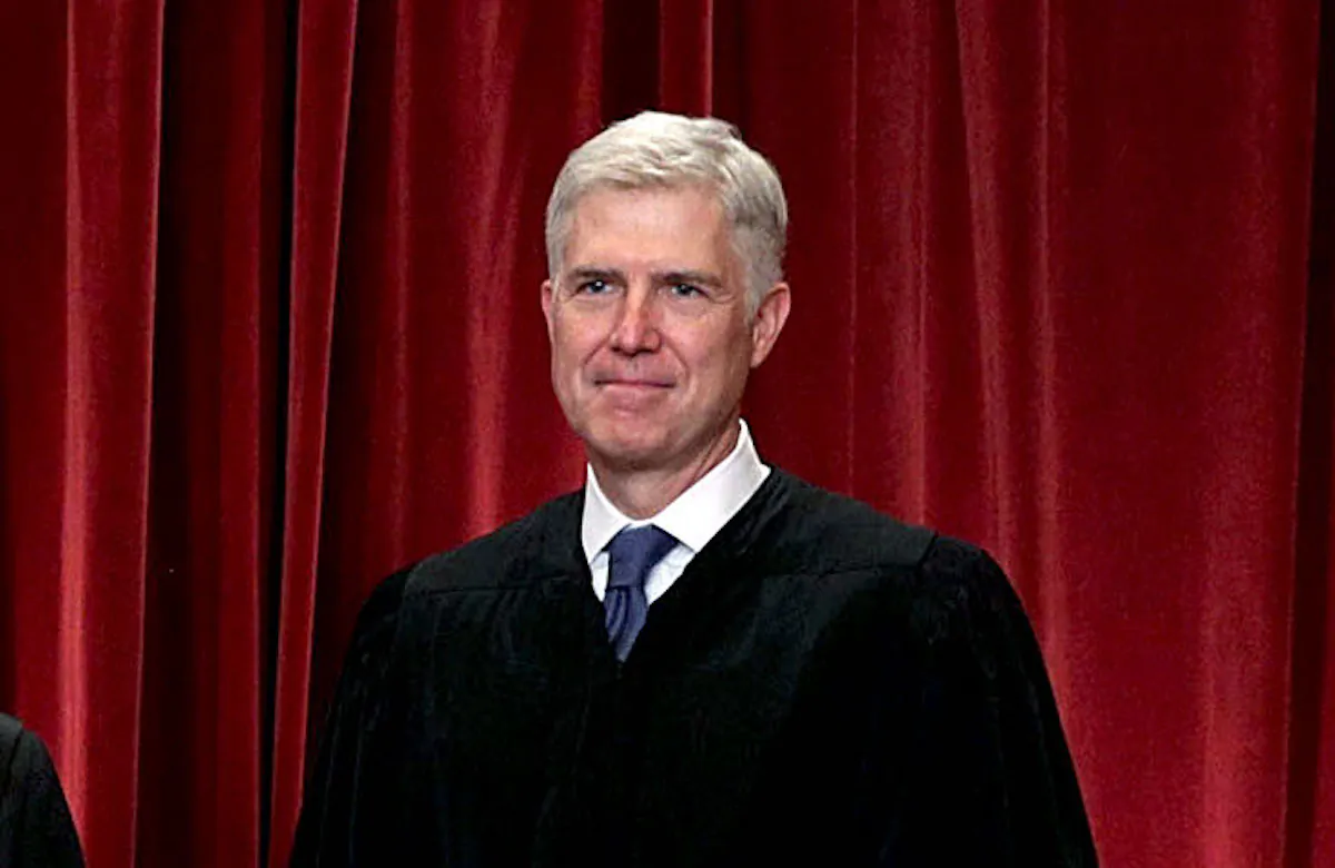 Supreme Court Associate Justice Neil Gorsuch poses for a portrait in the East Conference Room of the Supreme Court in Washington on June 1, 2017. (Alex Wong/Getty Images)