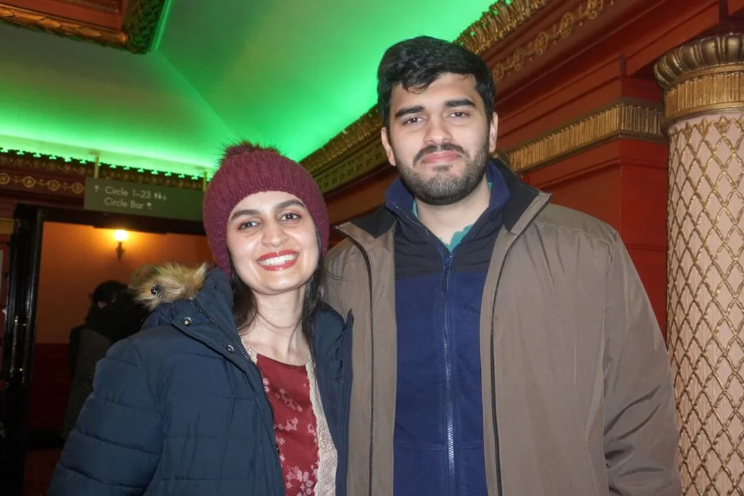 Eeman Aamir and Ghazn Khan attended Shen Yun Performing Arts at the Palace Theatre in Manchester, UK, on Jan. 19, 2025. (Mary Man/The Epoch Times)