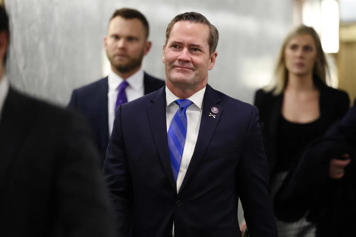 Rep. Mike Waltz (R-FL) walks into the Senate Armed Services Committee confirmation hearing for U.S. President-elect Donald Trump's nominee for Secretary of Defense Pete Hegseth on Capitol Hill in Washington on Jan. 14, 2025. (Kayla Bartkowski/Getty Images)