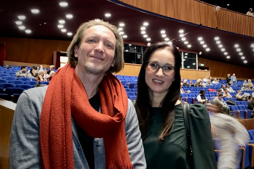 Aurima Sibirskas and Edita Ramanoop enjoyed Shen Yun's evening performance at the World Forum Theater on Jan. 16, 2025. (Sifan Huang/The Epoch Times)