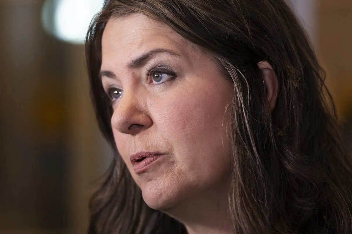 Alberta Premier Danielle Smith speaks with reporters before a meeting in Halifax, on July 15, 2024. (The Canadian Press/Darren Calabrese) 