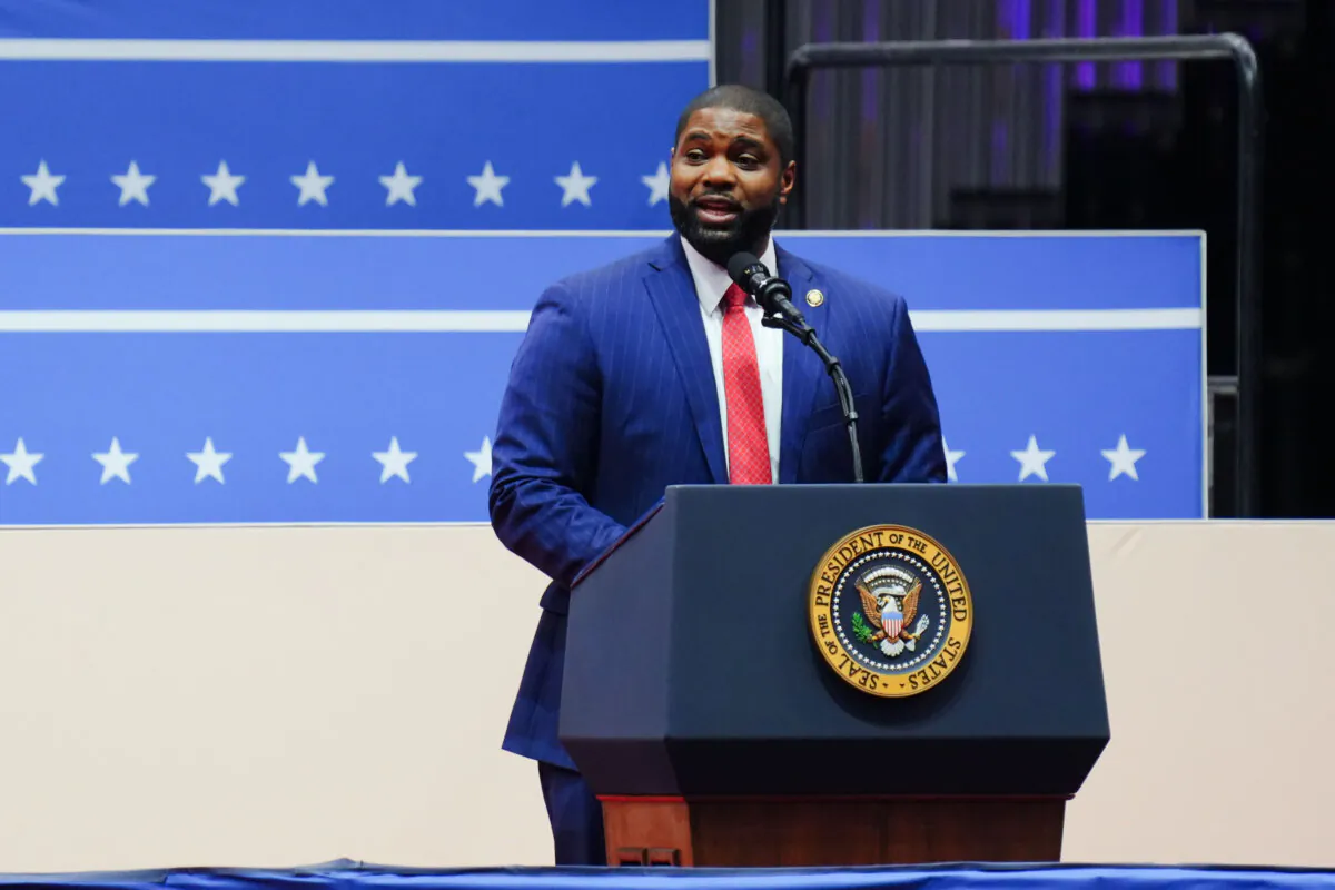 Rep. Byron Donalds (R-Fla.) speaks following the inauguration of President Donald Trump during an event at Capital One Arena in Washington on Jan. 20, 2025. (Madalina Vasiliu/The Epoch Times)