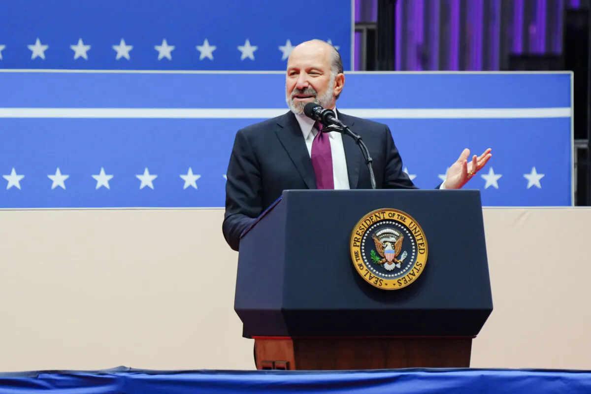 Cantor Fitzgerald CEO Howard Lutnick speaks following the inauguration of President Donald Trump during an event at Capital One Arena in Washington on Jan. 20, 2025. (Madalina Vasiliu/The Epoch Times)