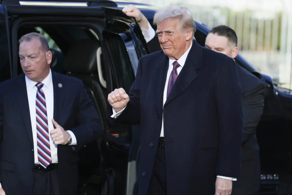 President-elect Donald Trump arrives for services at St. John's Church in Washington, on Jan. 20, 2025. (Scott Olson/Getty Images)