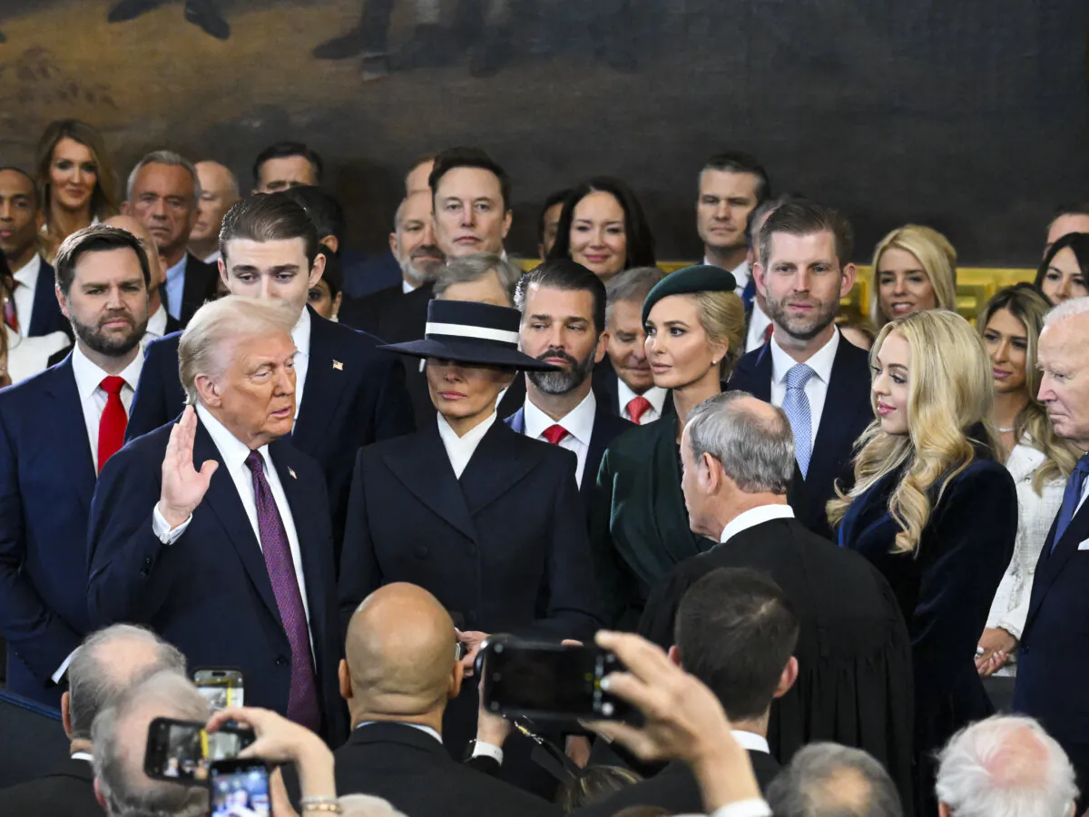 Donald Trump is sworn in as the 47th U.S. President in the U.S. Capitol Rotunda in Washington on Jan. 20, 2025. (Saul Loeb/POOL/AFP via Getty Images)