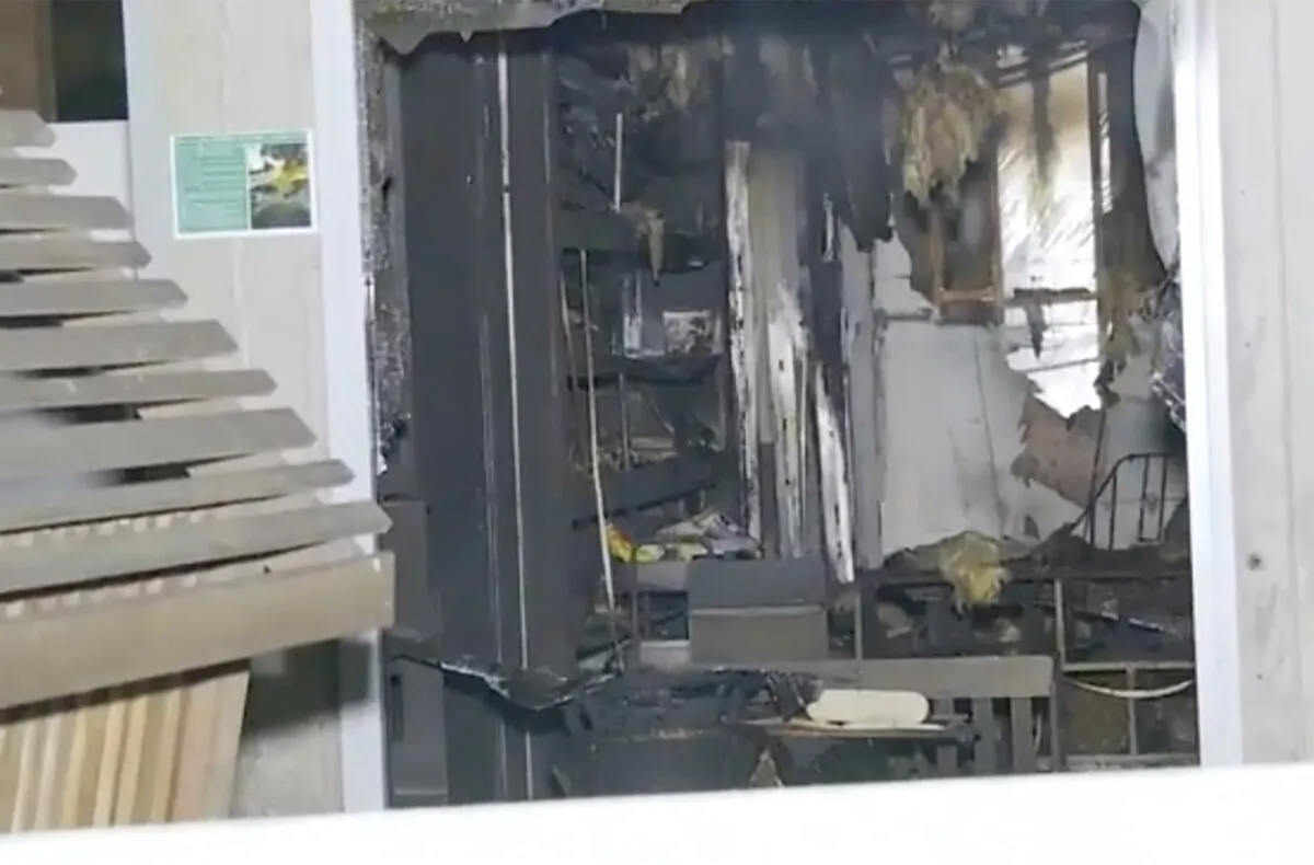 A supplied screen grab taken from a news broadcast obtained on Jan. 21, 2025, of damage at the scene of a fire at a childcare centre in Maroubra, Sydney, Australia. (AAP Image/Supplied by Nine News) 