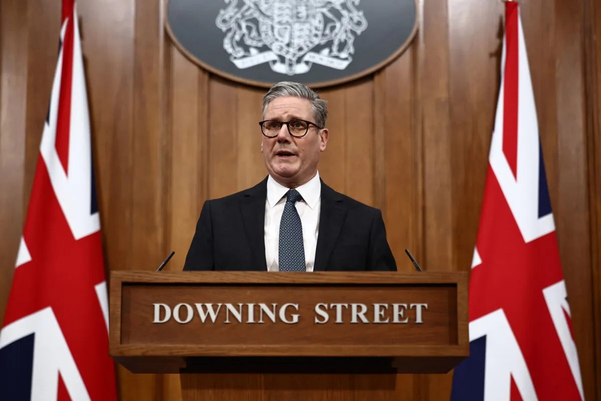 Prime Minister Sir Keir Starmer delivers a statement at 10 Downing Street in London on Jan. 21, 2025. (Henry Nicholls/PA)
