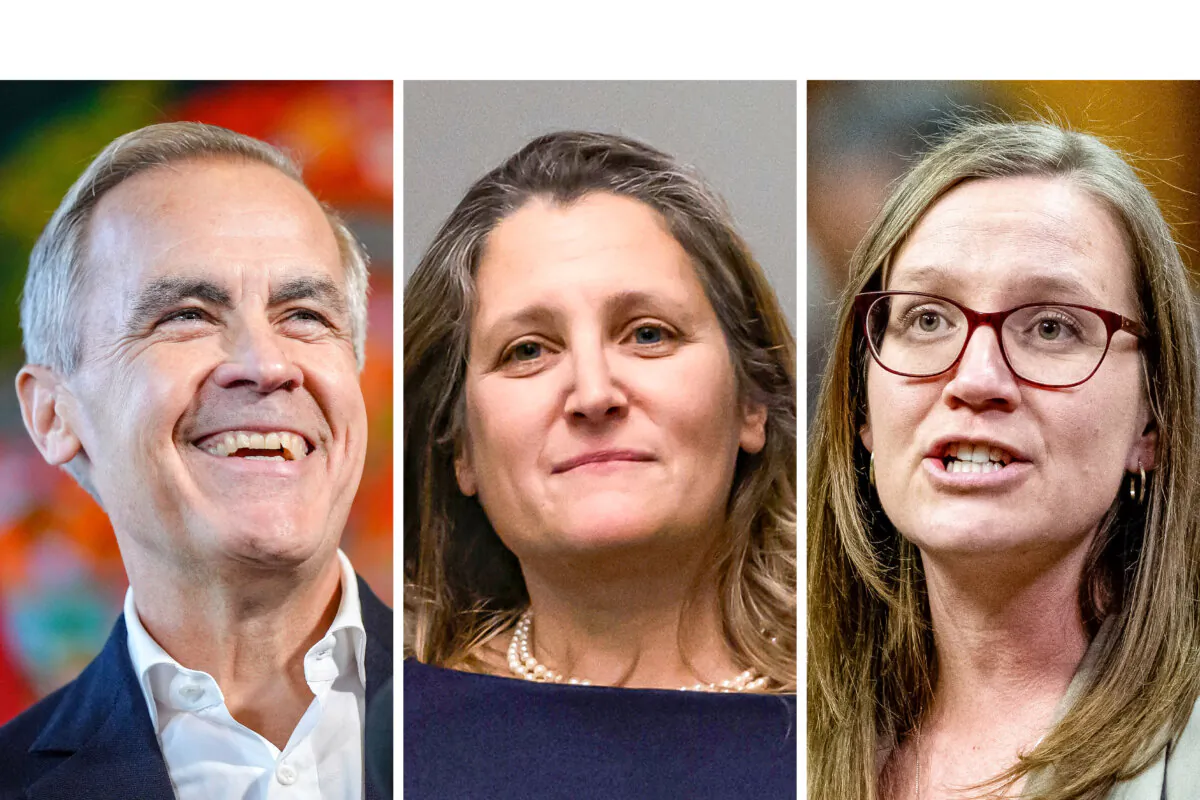 Liberal leadership contenders (L-R) former Bank of Canada governor Mark Carney; former Deputy Prime Minister and Minister of Finance Chrystia Freeland; former Government House Leader Karina Gould. (The Canadian Press/Darryl Dyck; Justin Tang; Spencer Colby)